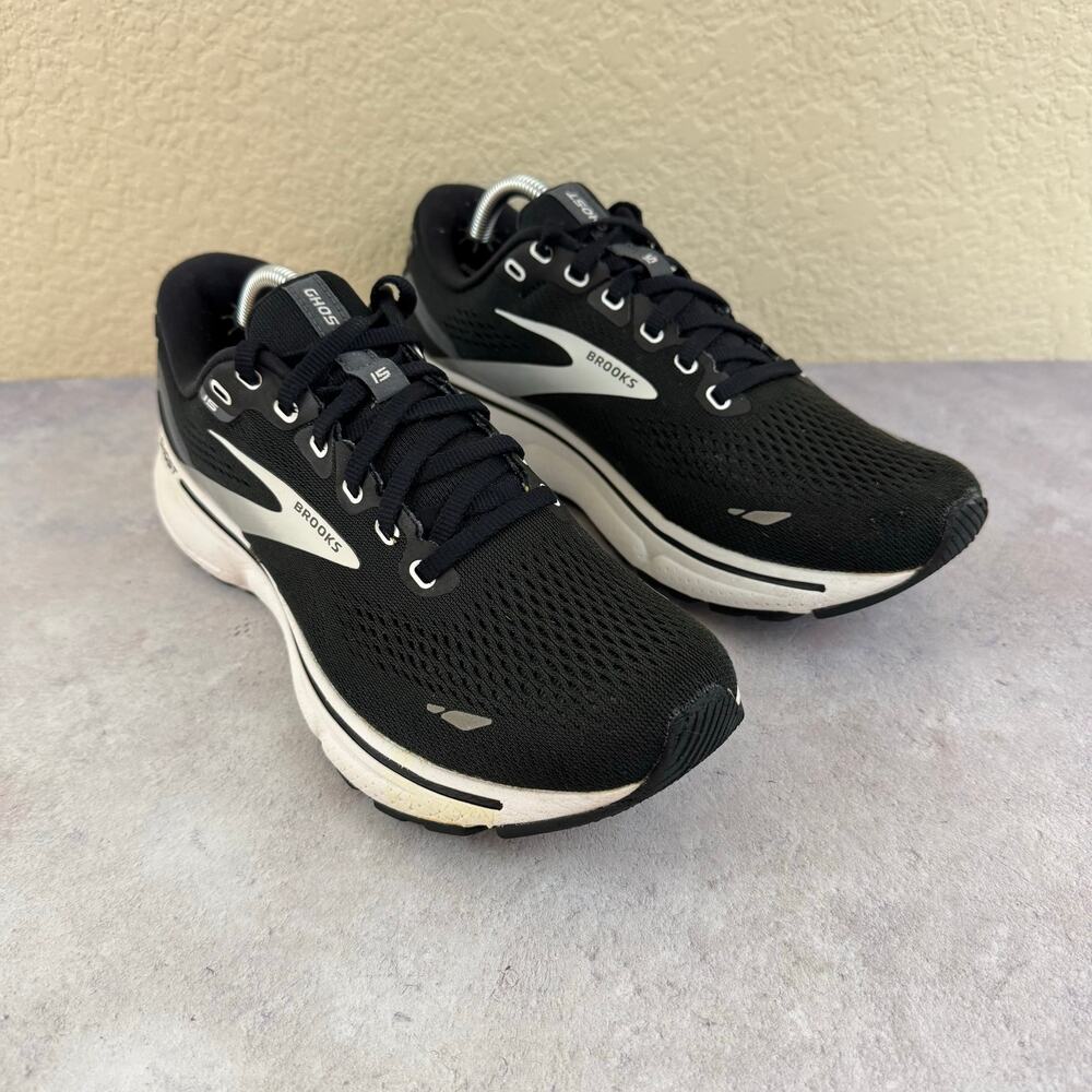 Brooks Ghost 15 Women's Black White Running Shoes 8 Medium (B) 1203801B012